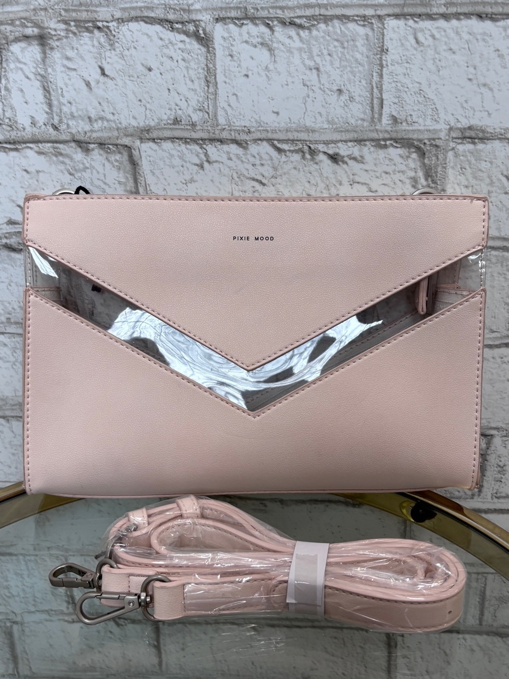 Pixie Mood Blush Pink Clear-Accent Envelope Crossbody